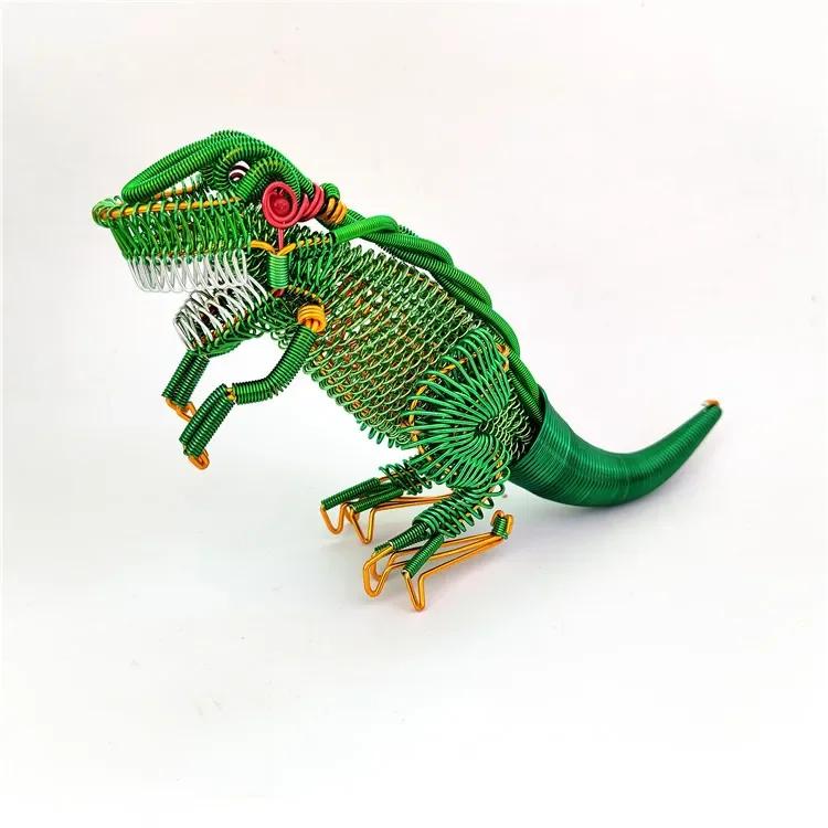 

New Creative Figurines Miniatures Handmade Craft Aluminum Wire Dinosaur Model Model Office Office Office Desk Decor# Color: Null зелёный
