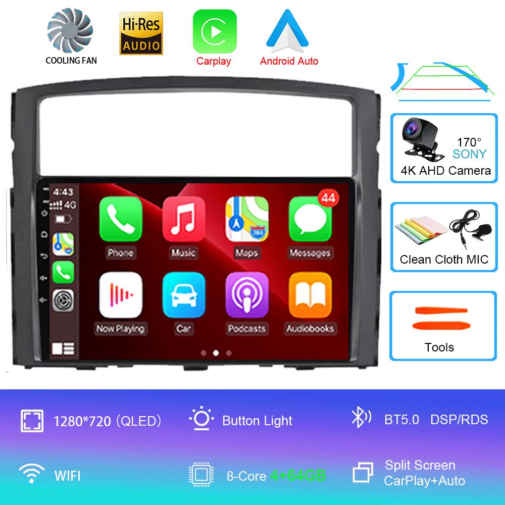 For Mitsubishi Pajero 4 V80 V90 2006-2014 8 Core 5G Car Radio Multimedia Video Player Android 14 2 Din Carplay Gsp QLED DSP