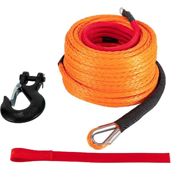 

Synthetic Winch Rope, 3/8inch x 100ft Synthetic Rope Winch, 23,809 Lbs Winch Rope Cable Kit Winch Line with Safety Pull Strap and Heavy Duty Forged помаранчевий