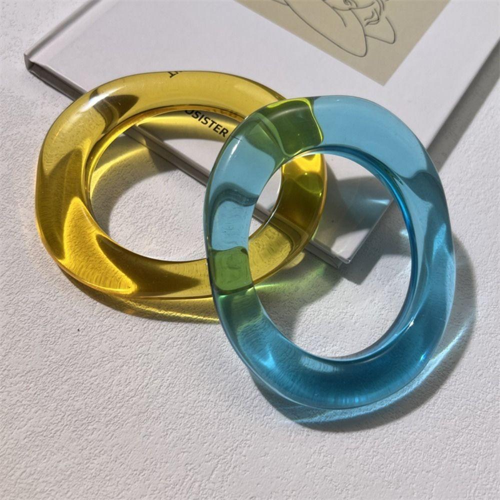 Shining Exaggerate Resin Bracelet Simple Women Hand Ring Temperament Transparent Bangle Daily