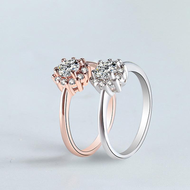 Luxury 18K White Gold Ring Original 2.0ct Zirconia Moissanite Wedding Band Silver   Women Love Gift