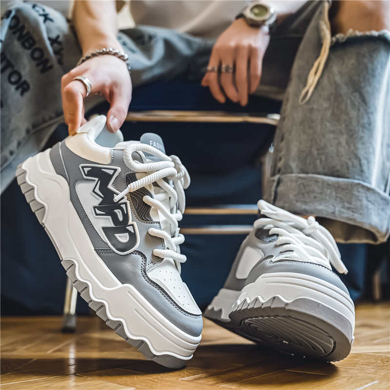 Übergröße Hiphop Elegant Schwarz Herrenschuhe Absätze Schnürstiefel Stiefel zum Ausgehen Sneakers Sport Übung Weiterverkauf Marken Super Sale