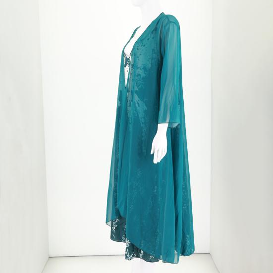 2Pcs/Set Dress Set V-Neck Large Hem Printed Summer Women Sling Design Dress Long