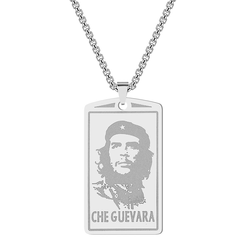 

Punk Ernesto Che Guevara Portrait Pendant Stainless Steel Tag Necklace Laser Great Men Chain Necklaces Jewelry Gift