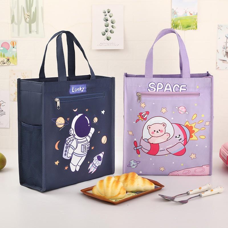 Large Insulated Lunch Bag Kids Waterproof School Meal Carrier Reusable Bento Tote Boys Girls Cartoon Style