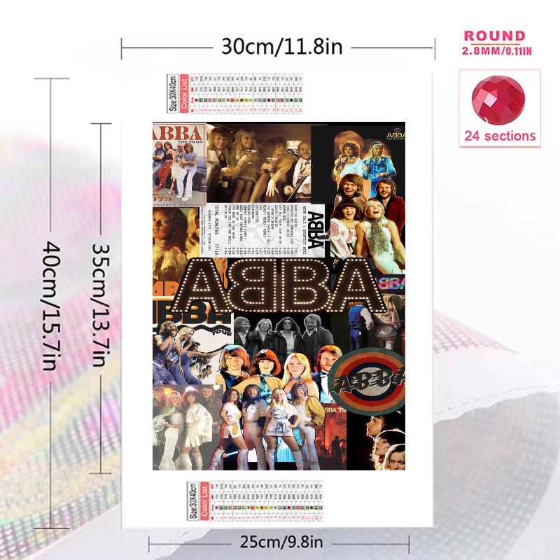 Abba Thank Music 100% Round Full Drill 5D DIY Diamond Painting Embroidery Cross Stitch Rhinestone Decor
