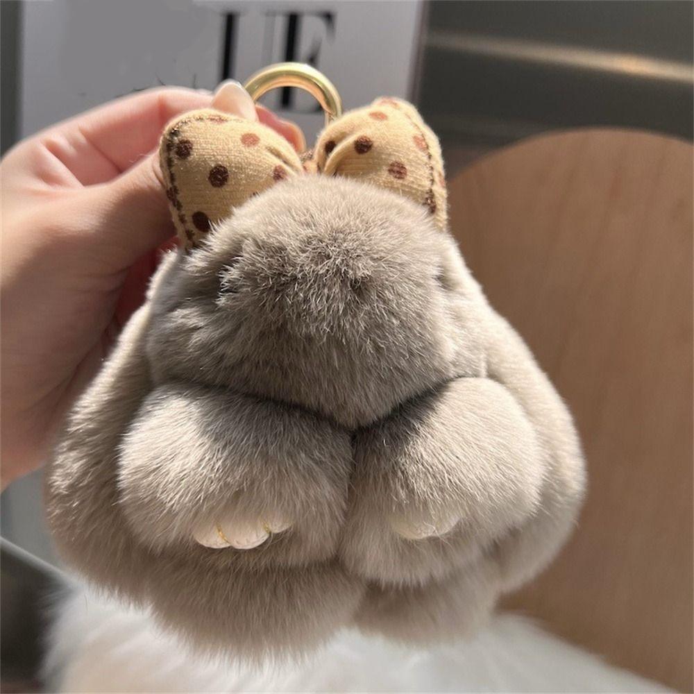 Hair Bow Bunny Keychain Pompoms Plush Rabbit Key Ring Rabbit Fur Keychain  Jewelry Gifts