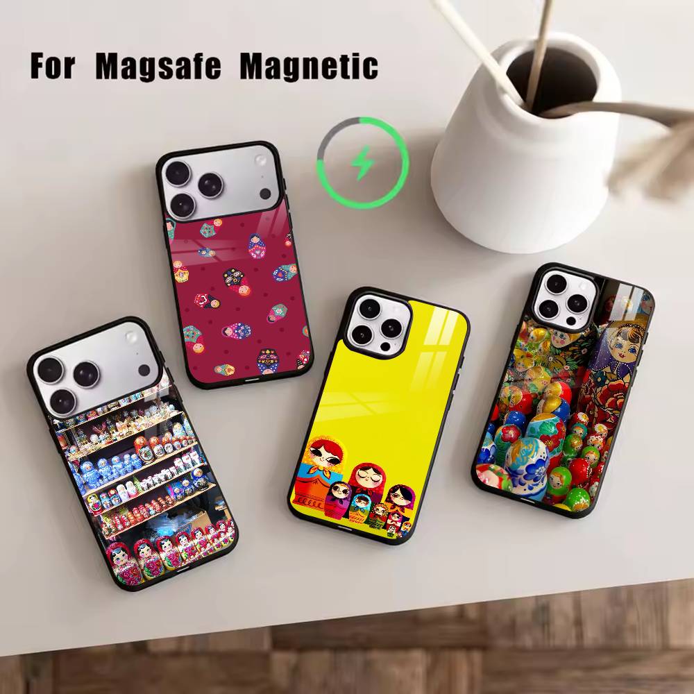 Cute Russian Doll Art Phone Case For iPhone17,16,15,14,13,12,11 Plus,Pro Magnetic with Magsafe Wireless Charging