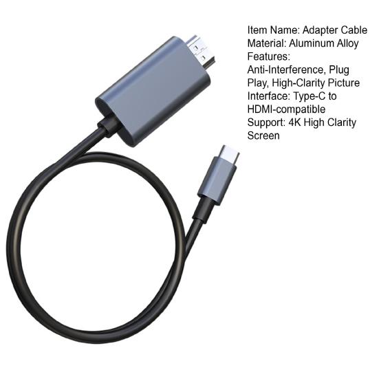 Type-C to HDMI-compatible Play High-Clarity Picture Cord Plug No-Delay High Speed Transmission 4K