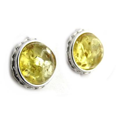 [N1993] - Brincos Prata 'Inspiração' âmbar mel (ródio) - 10 mm