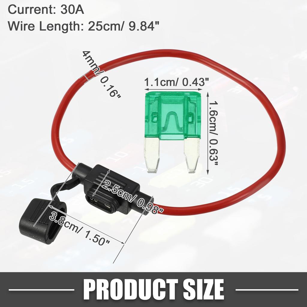 ABSOPRO Fuse Holder 30A Mini Style Fuse 12 AWG Fuse Holder Waterproof 12