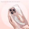 Stylish Dreamy Feather Pattern Pink Metallic Glass Phone Case For iPhone 11 12 13 14 15 16 17 Pro Max 15 Plus 17 Air 16E Cover