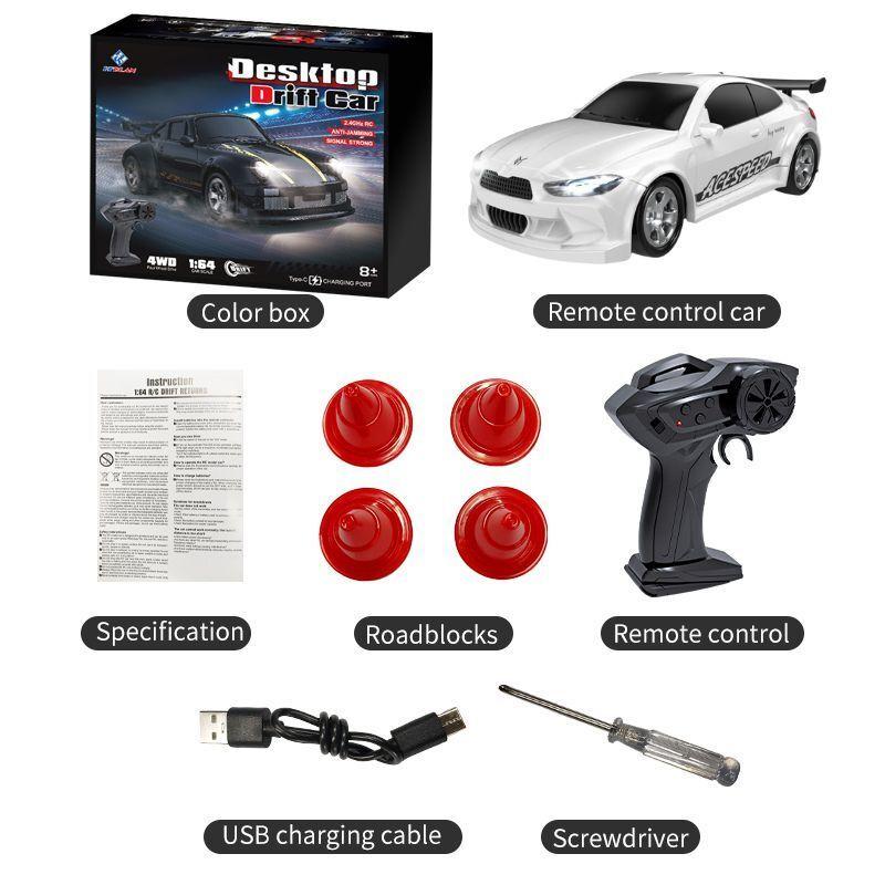 AAXK1 New 4WD 2.4GHZ RC Simulation Mini Drift Car Palm Racing Model Desk Toys 1/64 Scale Remote Control Car Gift for Children Boys.