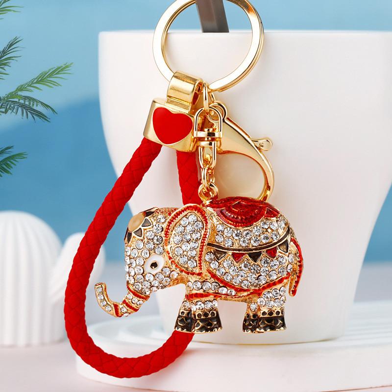 

Elephant Car Rhinestone Keychain Metal Women Bag Pendant Animal Decorations Style A