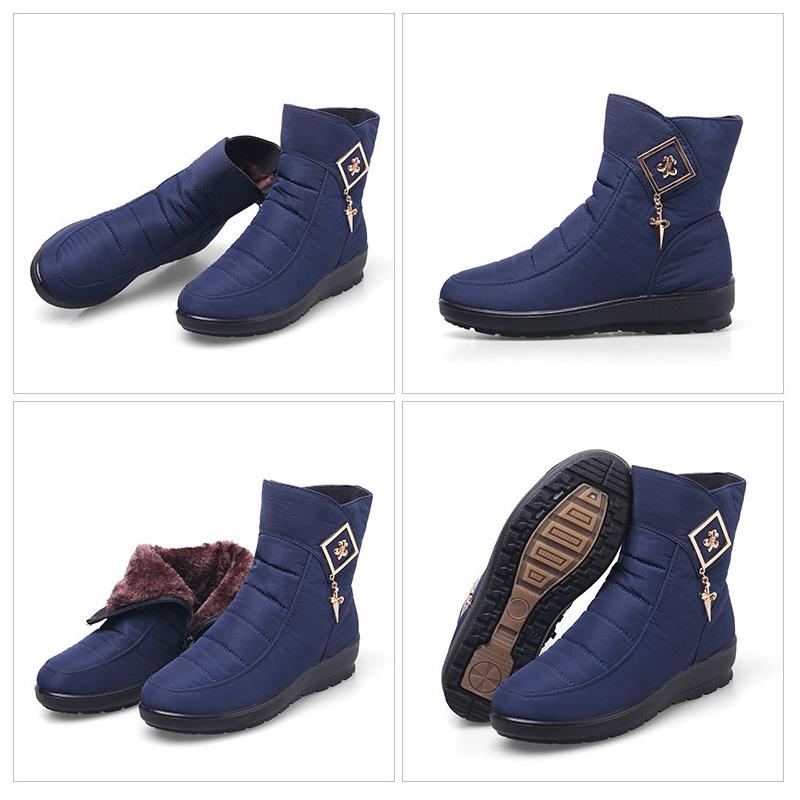Waterproof Snow Boots Women Winter Shoes Fashion Brand Cold Winter Women Ankle Boots Non-slip Ladies Cotton Shoes Blue Red Plus Size 42