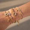 J&D Jewelry Celestial Sun Moon Star Charm Bracelet 18K Gold Plated Stainless Steel Rhinestone O Chain for Women