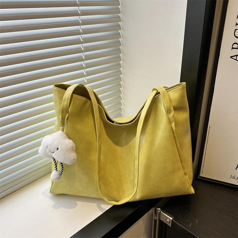 Tote bag large capacity summer new solid color casual simple versatile portable shoulder armpit bag commuter bag