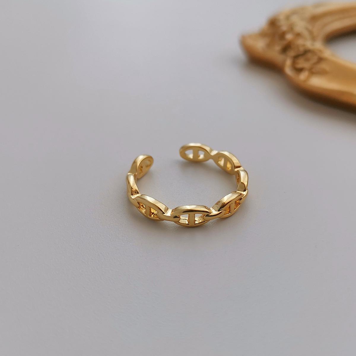 

HYACINTH Минималистичное корейское кольцо-цепочка - открытый металлический холодный стиль, модный аксессуар для указательного пальца для женщин Adjustable Open