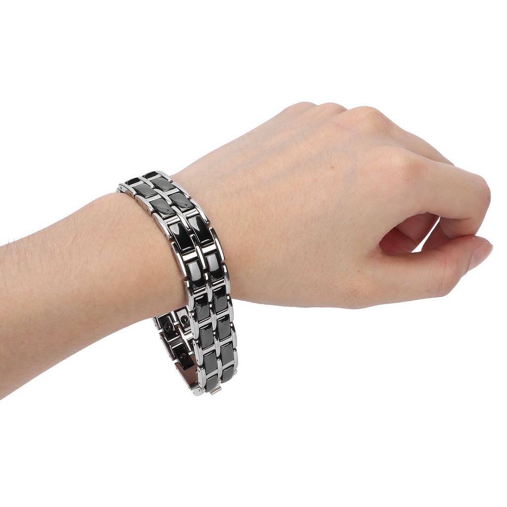 Bransoletka Magnetyczna Prosta Stal Tytanowa Czarna Bransoletki do Terapii Magnetycznej na Uśmierzenie Bólu