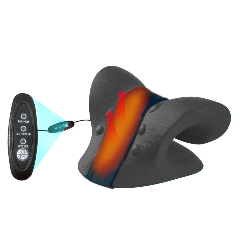 

Heated Neck Stretcher for Neck Pain Relief Orthopedic Cervical Traction Device Pillow Heating Shoulder Relaxer Shiatsu Massager чёрный