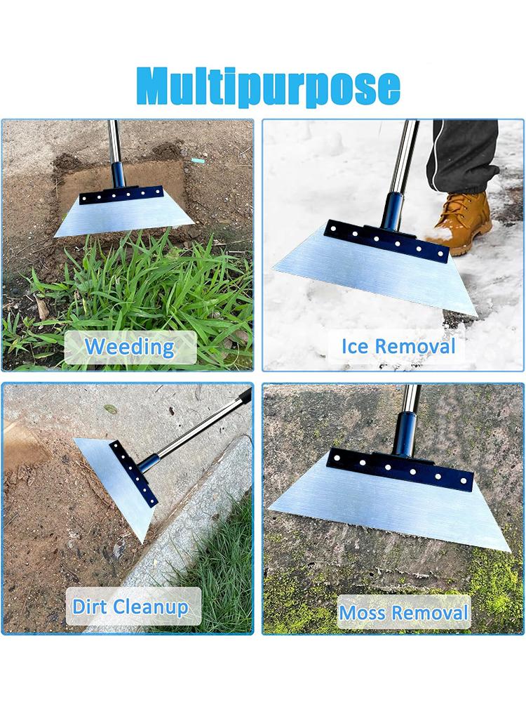 Multipurpose Garden Cleaning Shovel, Flat Shovel Ice Shovel Weeding Planting Farm Weeding Tools Metal Weed Cleaning Shovel 120cm
