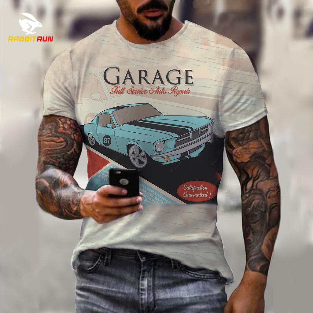 Summer Round Neck 3D Funny Car Print Top Fashionable Casual Short Sleeved Men's T-shirts
