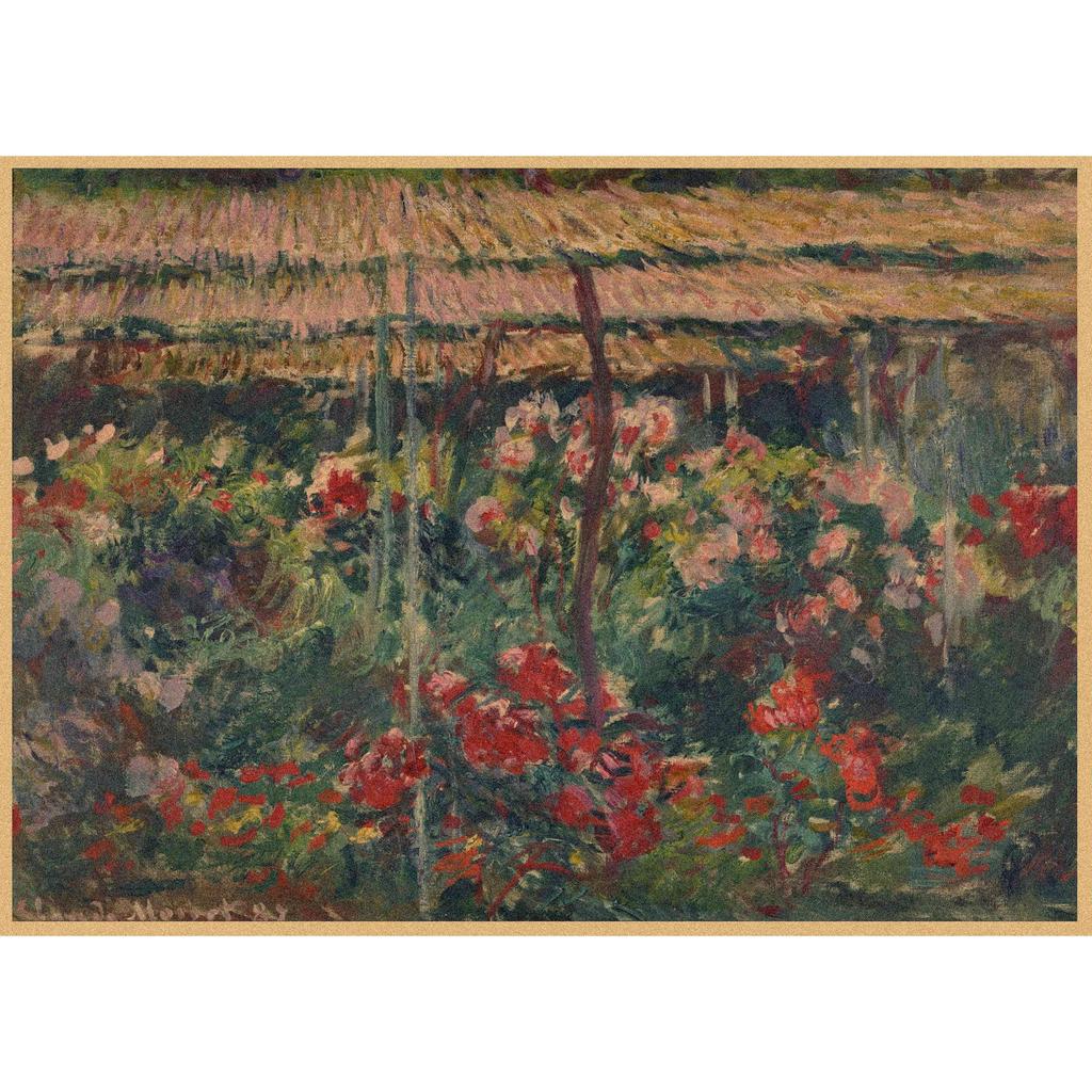 Monet Oil Painting Retro Kraft Paper Poster for Restaurant, Bar, Cafe Wall Decor