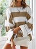 Retro Color Block Striped Sweater - Autumn/Winter Loose Round Neck Knit Pullover