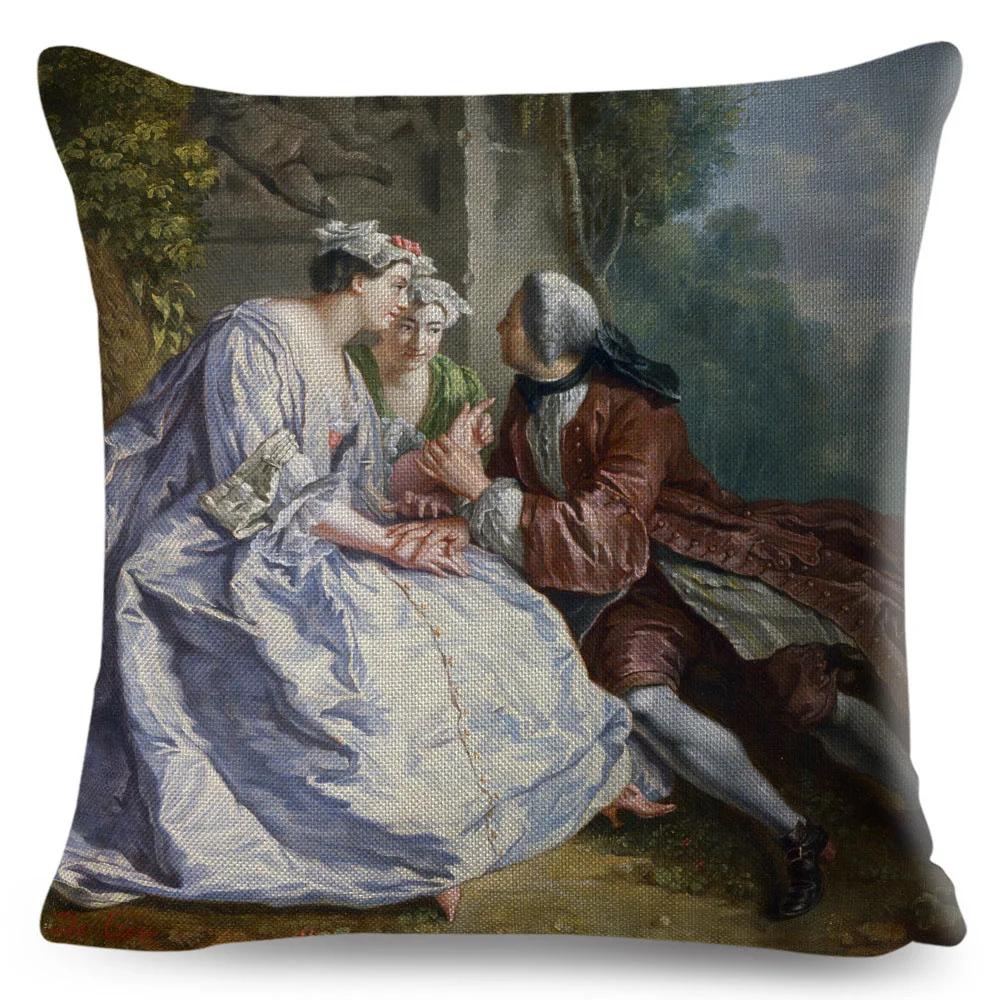Vintage Style Woman Cushion Cover Decor Europe Lady Girl Print Pillowcase 45*45Cm Polyester Pillow Case For Sofa Home Car