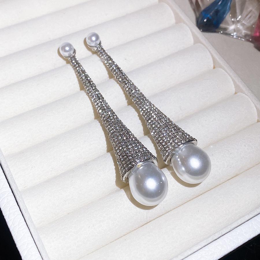 Round Zircon Pendant Earrings Luxury Delicate Ear Pendants