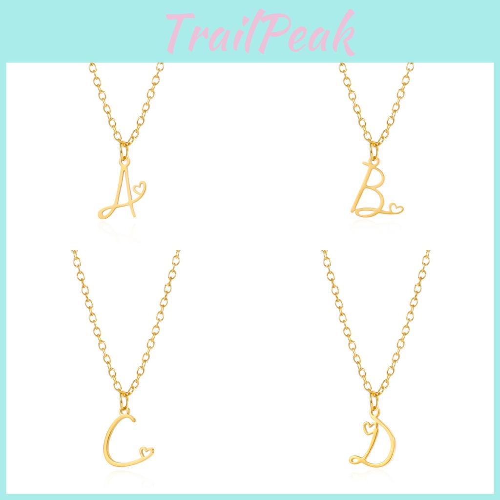 Gold Heart Alphabet Jewelry Necklace With O Chain For Female Fashion Accessory