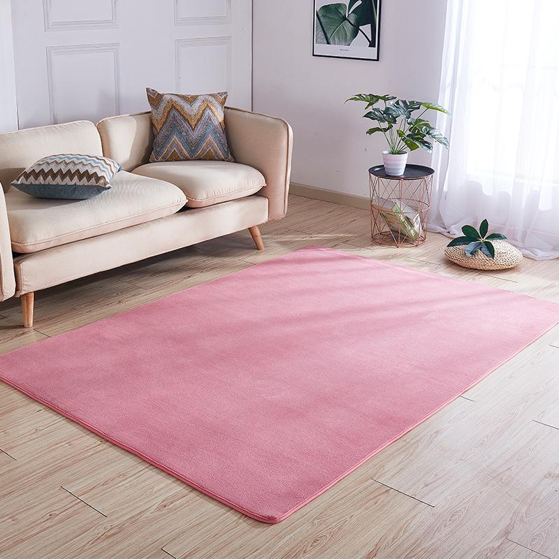Soft Solid Color Coral Fleece Carpet for Bedroom and Living Room