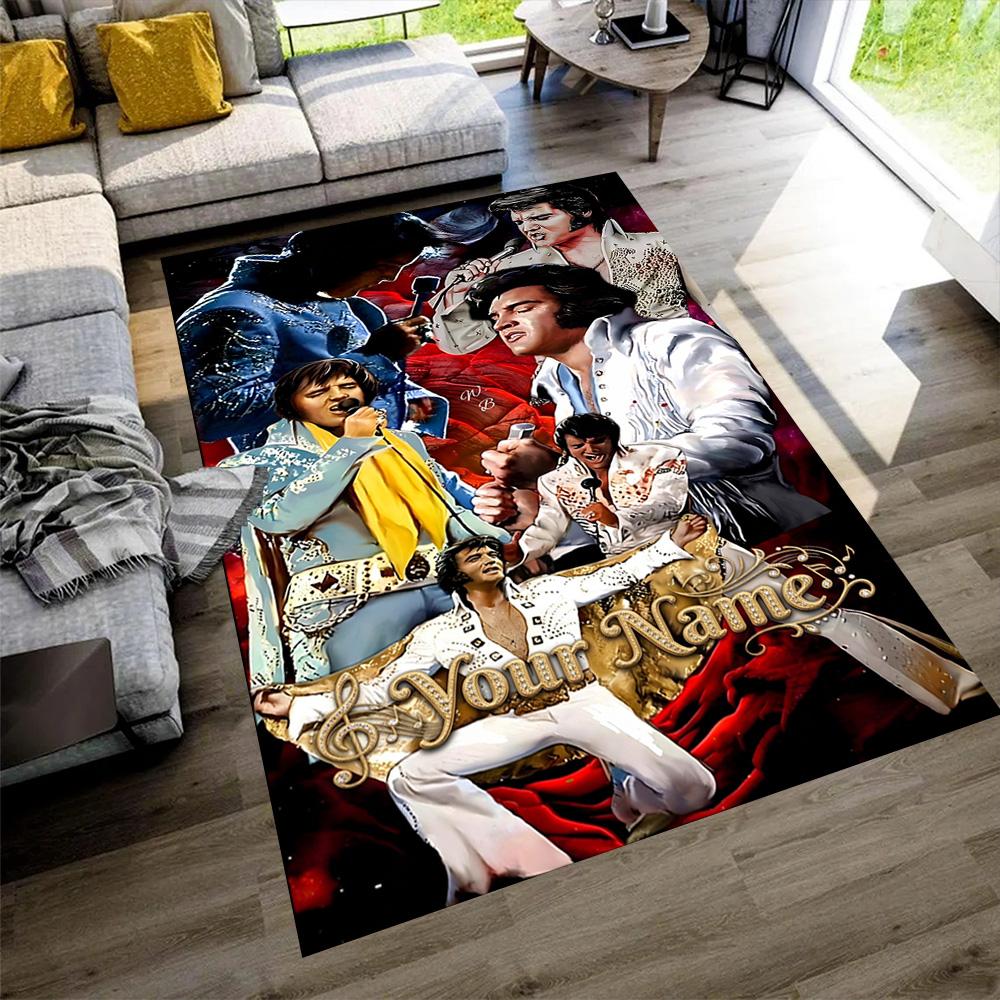 Elvis Presley Customize Your Name Area Rug Perfect for Dining Room Game Room Decorate Room Outdoor Anti-slip Rug Office Home Decor Wedding Party Gift