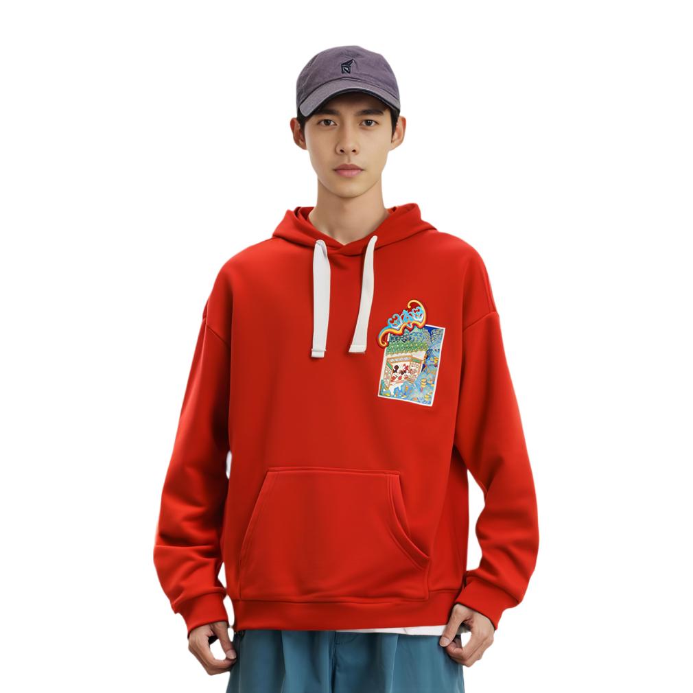 Li-Ning X Disney Co-Branded Plush-Lined Pullover Hoodie Men Tops Red AWDQ135-2