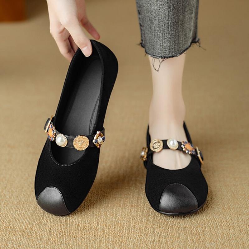 Fashion Autumn New Flat Single Shoes Women's Fashion Round Head Shallow Mouth Soft Sole Anti-slip Wear-resistant Low-top Shoes