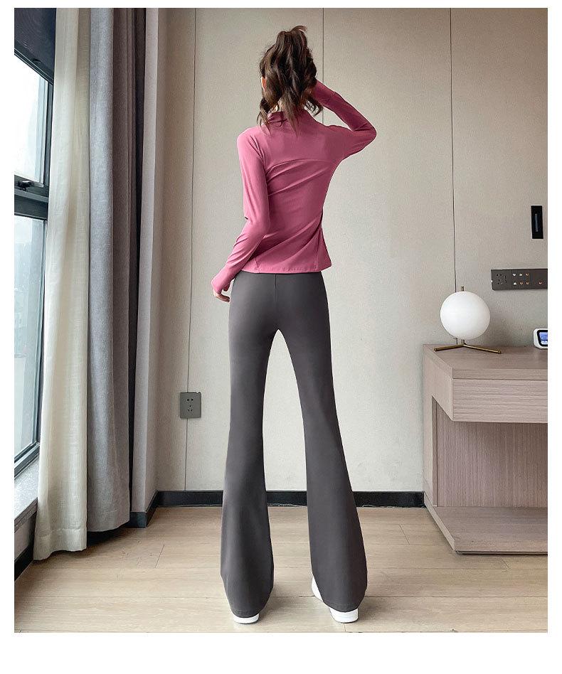 Women's High-Waisted Micro-Flare Athletic Pants for Fall – Leg-Lengthening Nude-Fit for Yoga, Tennis & Running
