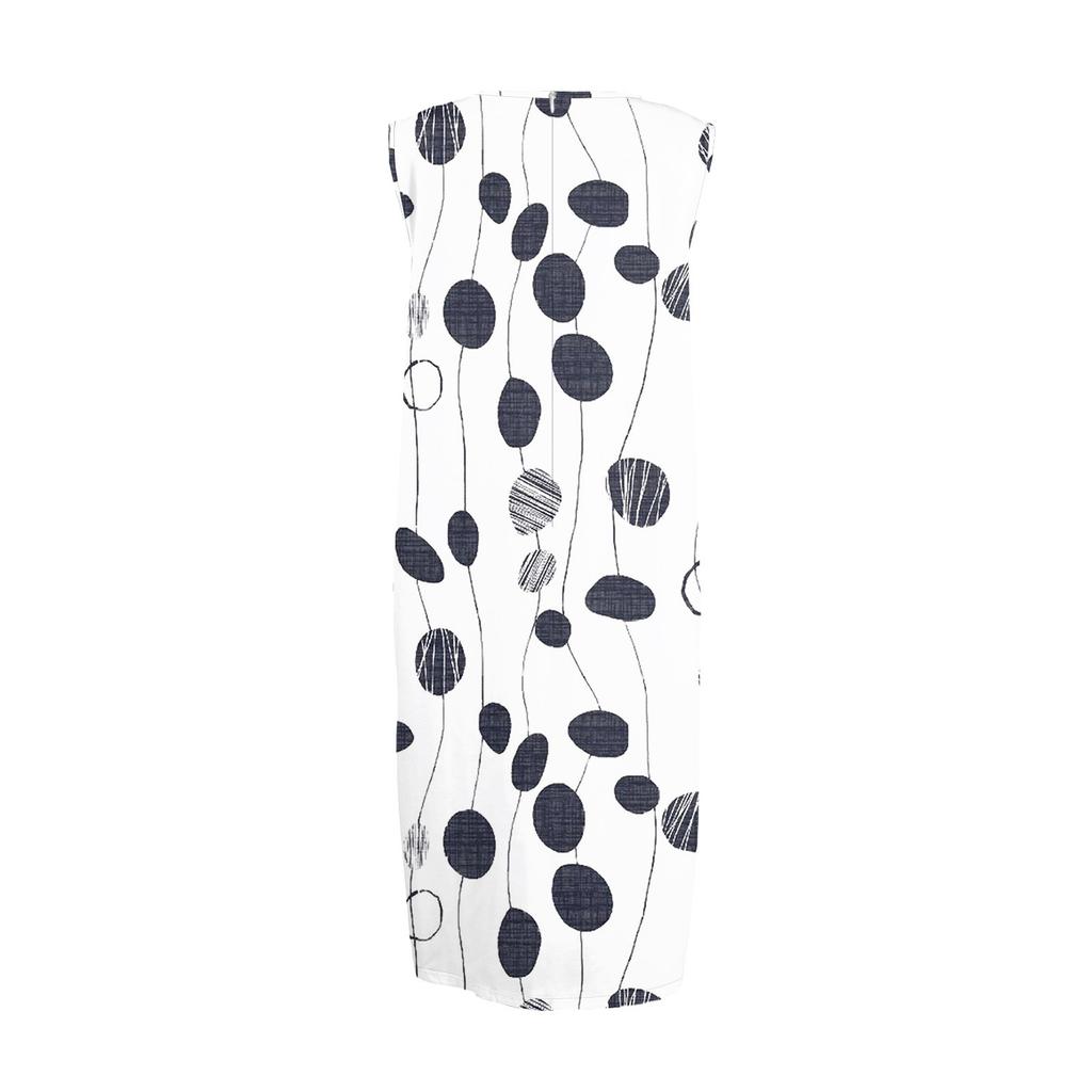 Dámské módní ležérní šaty bez rukávů s kulatým výstřihem a květinovým potiskem, elegantní temperamentní šaty