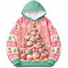 merry christmas cartoon funny Santa claus hoodie for men 3D print neon pattern Hooded Sweatshirt holiday gift fashion casual