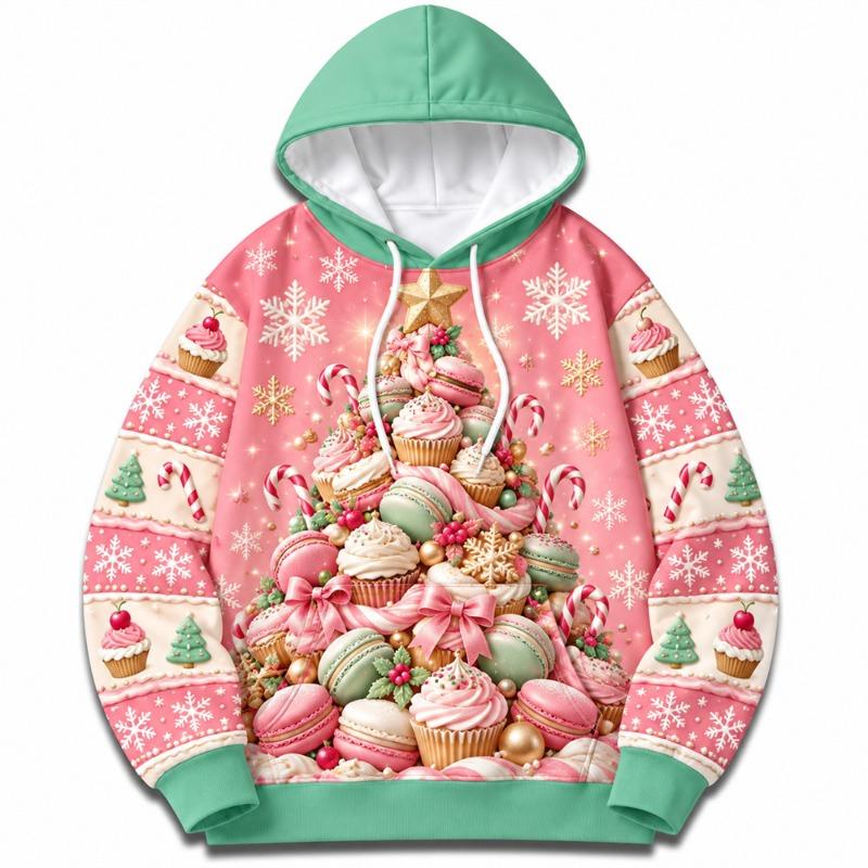 merry christmas cartoon funny Santa claus hoodie for men 3D print neon pattern Hooded Sweatshirt holiday gift fashion casual