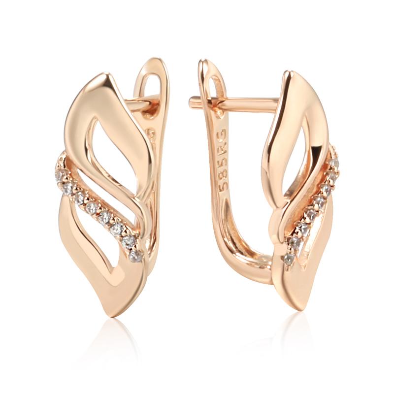 Fashion Glossy English Earrings Rose Gold Color With Natural Zircon Accessories Women Daily Fine Ethnic Jewelry