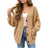 Womens Knit Cardigan 2026 Fall Loose Fit V Neck Single Breasted Sweater CasualPreppy StyleWomens Preppy Style