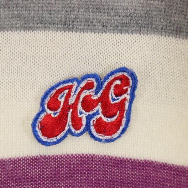 HG Border Pattern Long sleeve knit Zip hoodie M Men's Used