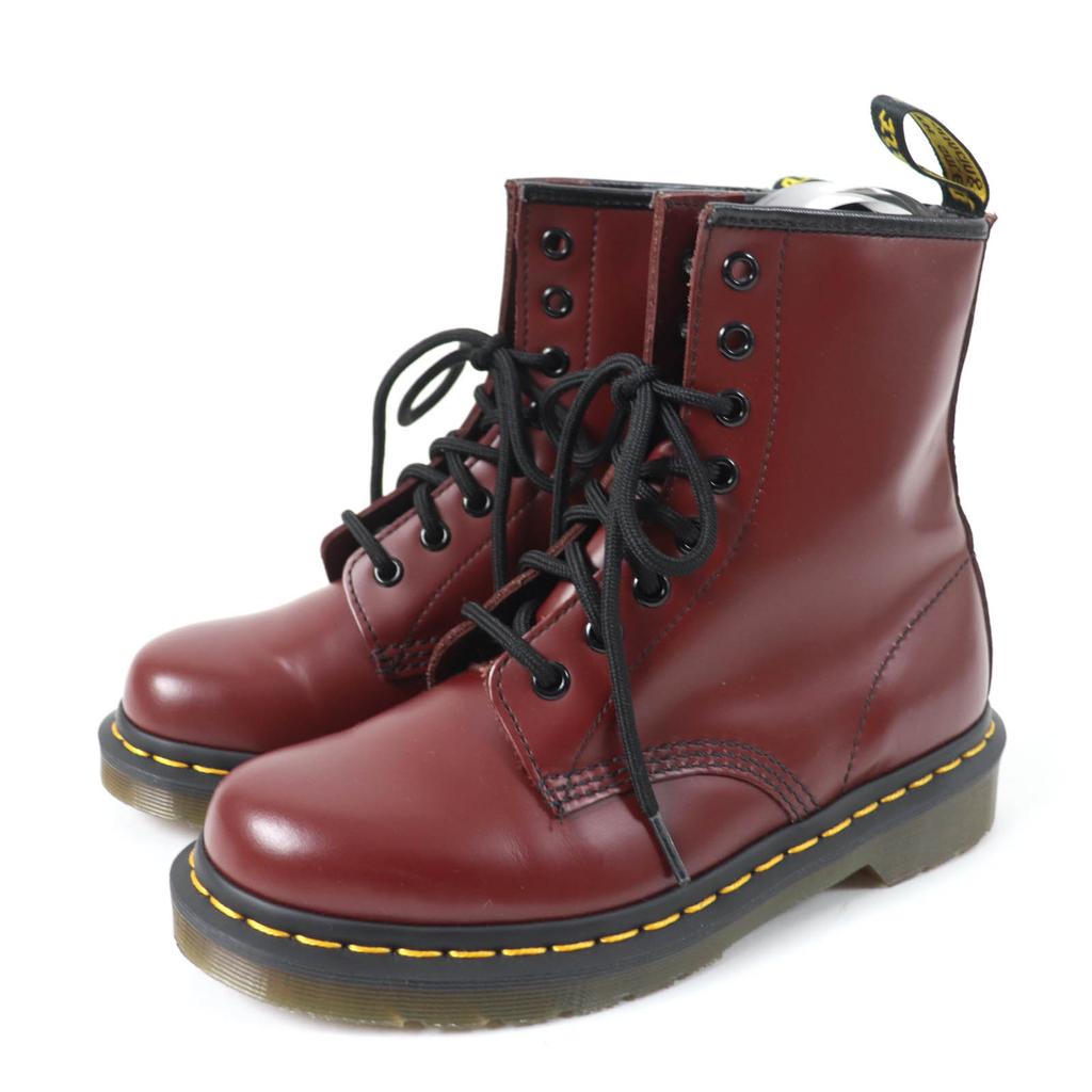 Excellent Dr.Martens Boots SMOOTH 1460 8 Holes Cherry Red Leather Women Used