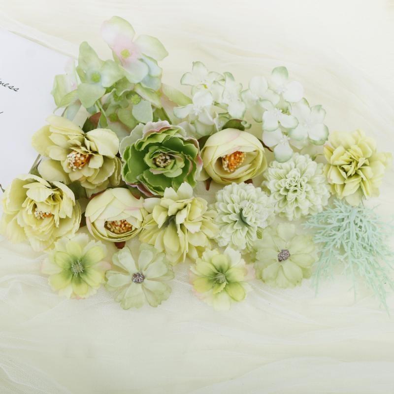 Rose Mixed Artificial Flowers Heads Silk Fake Flowers for Home Room Decor Wedding Decoration DIY Craft Garland Gifts Accessories