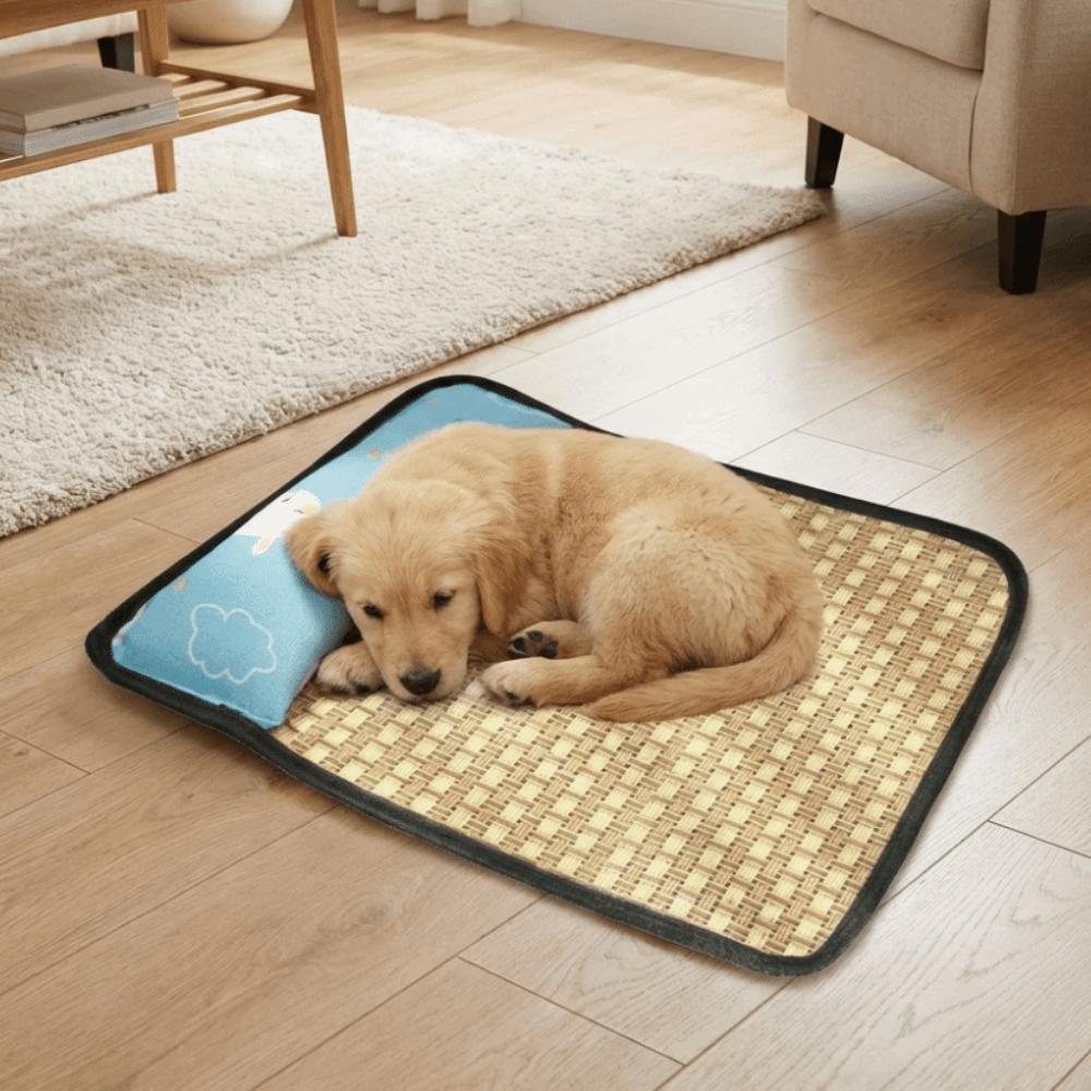 Rattan Weave Pet Cooling Mat Breathable Cat Cooling Pad Waterproof Dogs Floor Cushion Outdoor