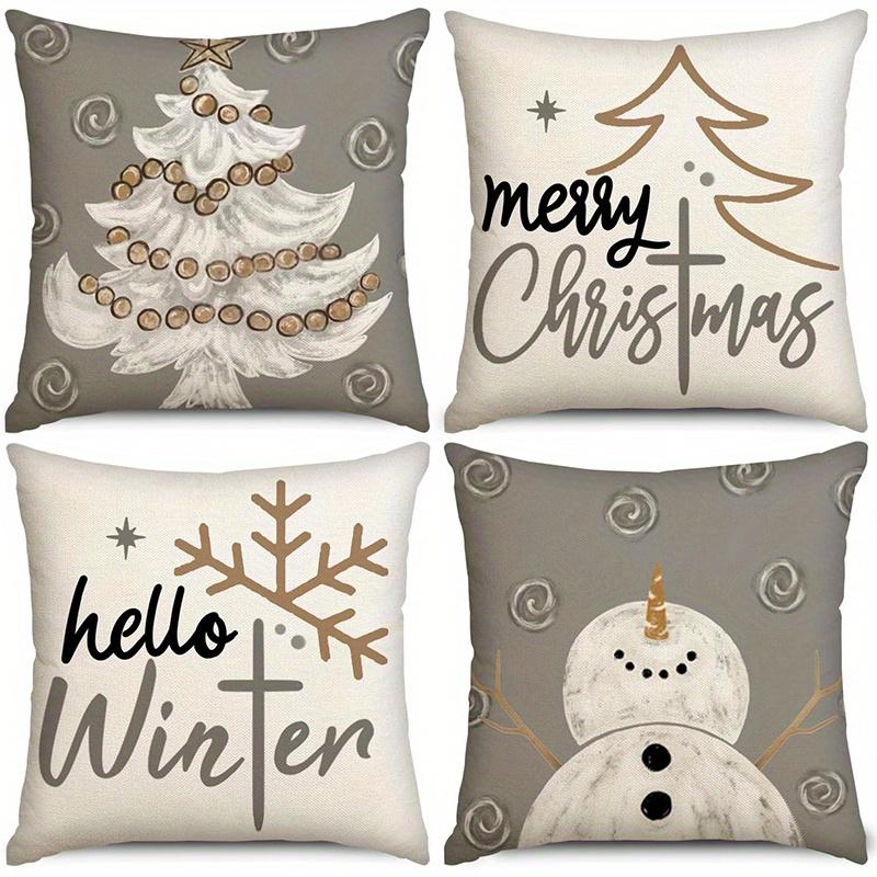 Home Decor Christmas & Winter Themed Decorative Pillows Pattern Cushion Cover Suitable For Sofa Bedroom Car Pillow Cover
