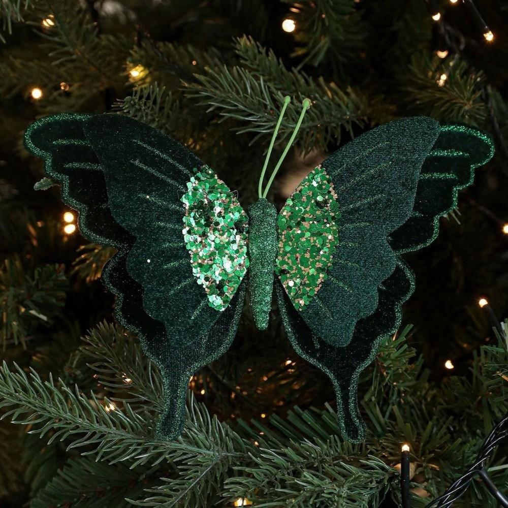 Velvet Butterfly Christmas Flower Double Simulation Artificial Butterfly DIY Tree Decor  Home Party