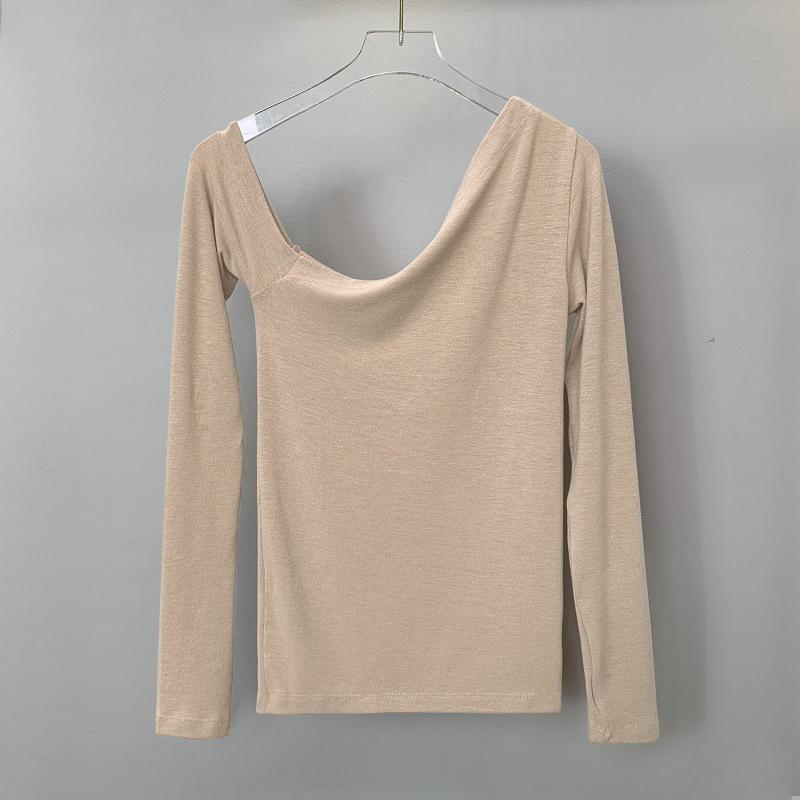 Korean Off-Shoulder Slim Fit Long-Sleeve T-shirt for Women
