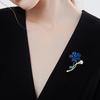 New Mysterious Blue Crystal Brooch Women'S Accessories Corsage Korean Simple Luxury Atmosphere High-End Suit Big Coat Buckle