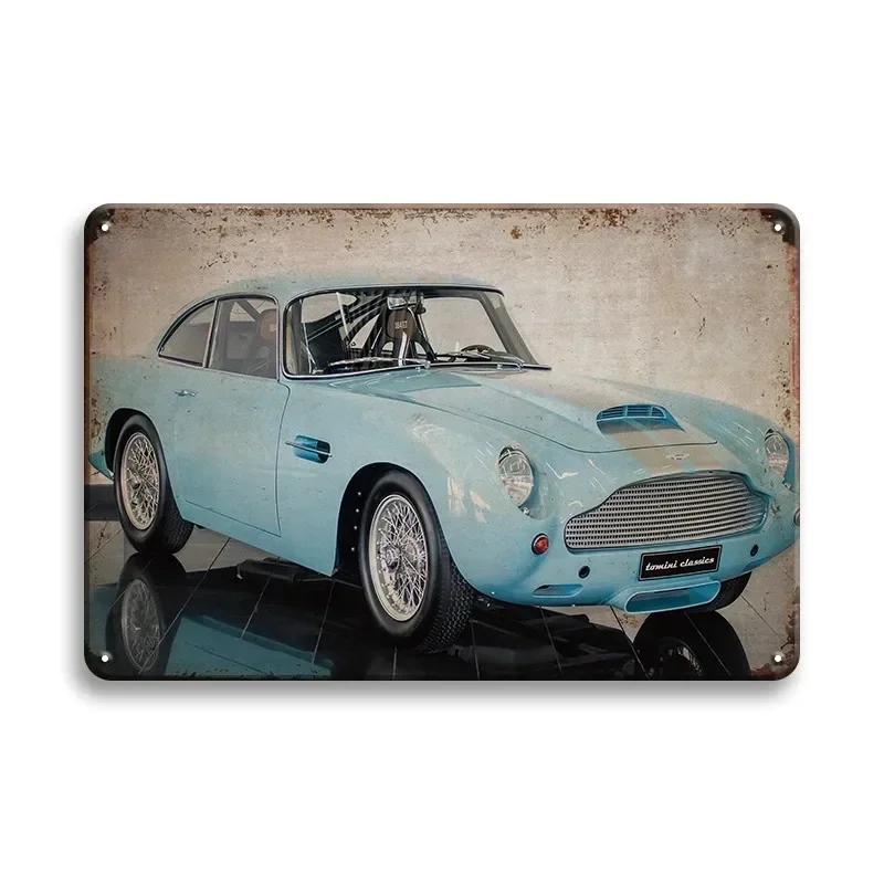 Vintage Fahrzeug Metallblechschild Plakette Retro Blechmalerei Rennwagen Poster Wandkunst Aufkleber Heimbar Garage Dekoratives Plat